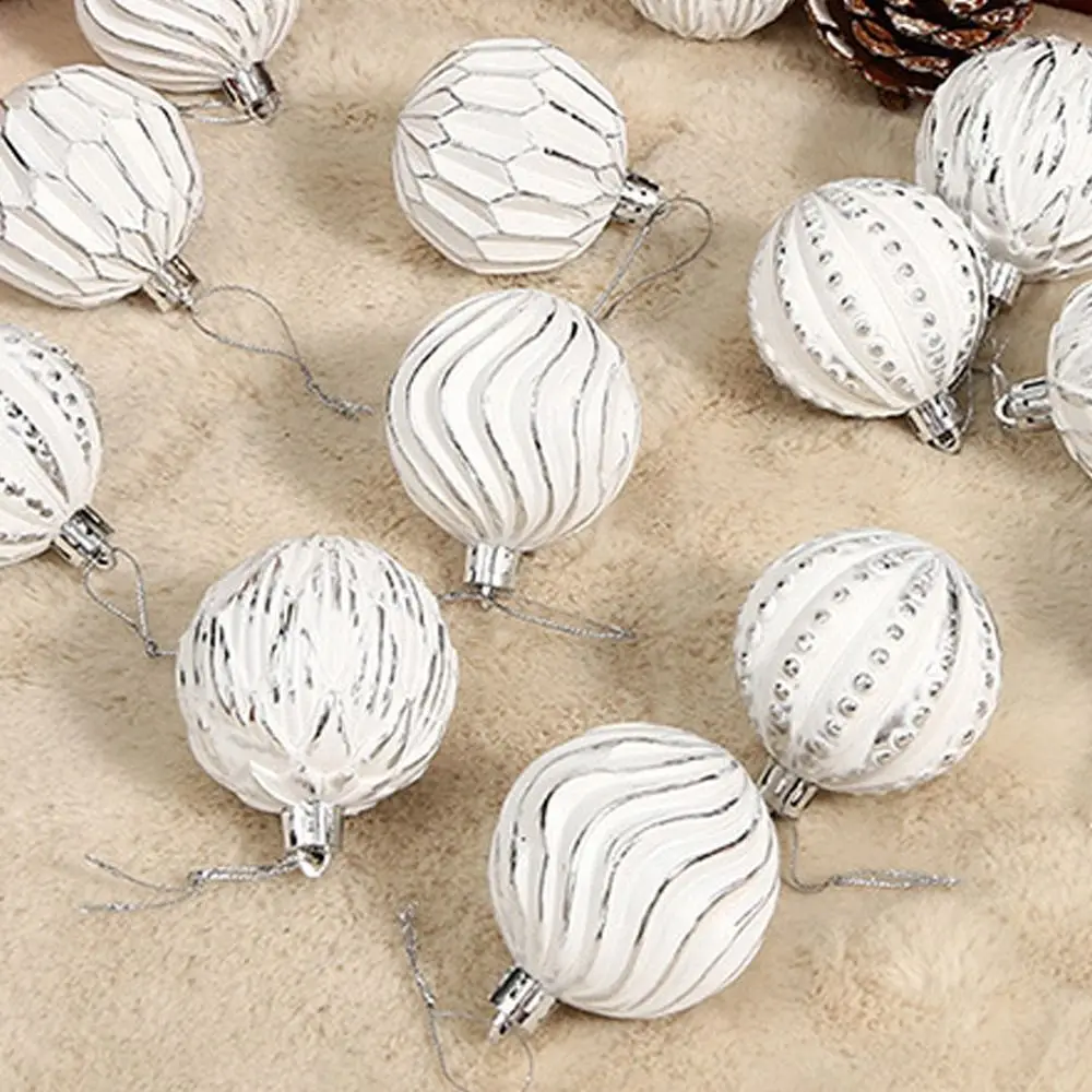 16pcs 6cm Painted Christmas Balls Set Cartoon Plastic Electroplated Christmas Hanging Balls Elegant DIY