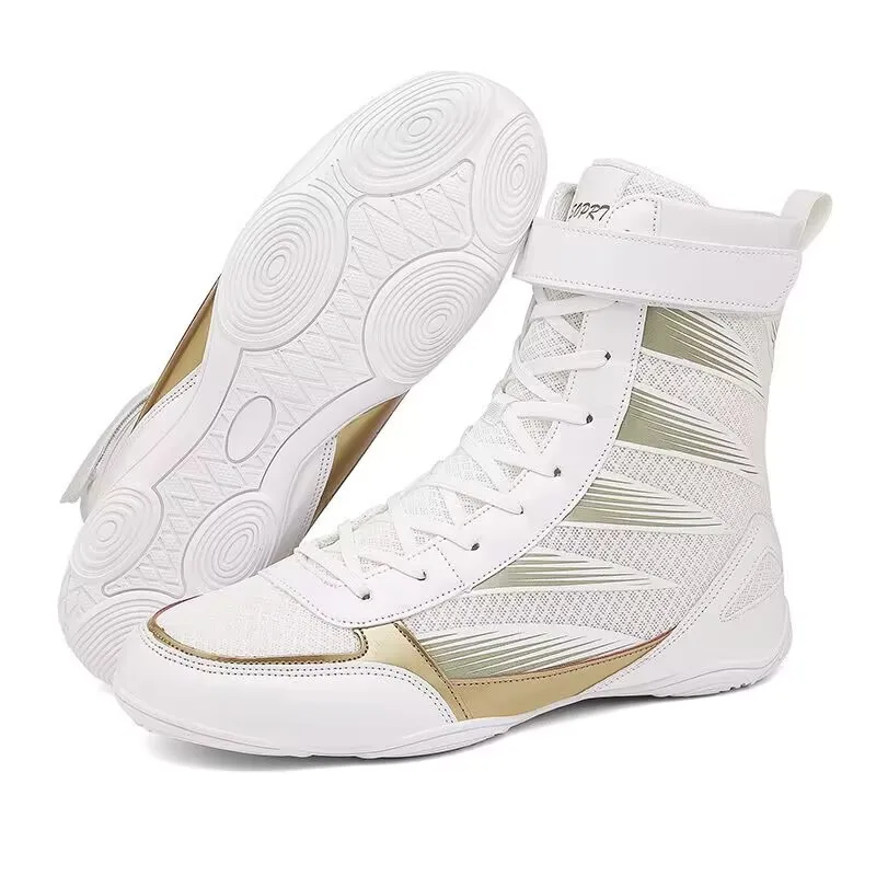 Designer Brand Wrestling Boots Men Professional Boxing Shoes Anti-Slippery Fighting Shoes High Top Black White Gym Training Shoe