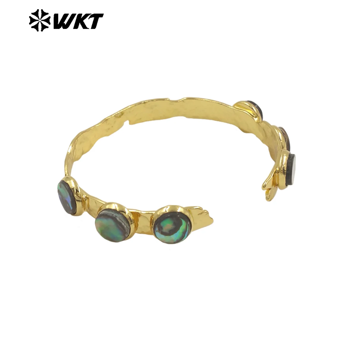 

WT-B681 New Material 18K Gold Plated Abalone Shell Open Upward Adjustable Bracelet Jewelry Finished For Friends As Birthday Gift