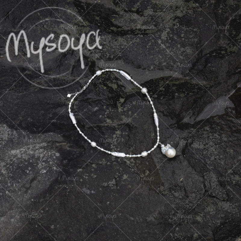 

MYSOYA 3-4mm & 5-6mm & 11-13mm White Baroque Pearl Necklace, for Birthday/Wedding/Mother's Day/Father's Day Gift A0898