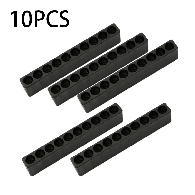 10pc Black Screwdriver Bit Holders Hex Organizer 10 Hole Plastic Shank Box Case Hand Tools Storage Supplies Workshop 85x15x8mm