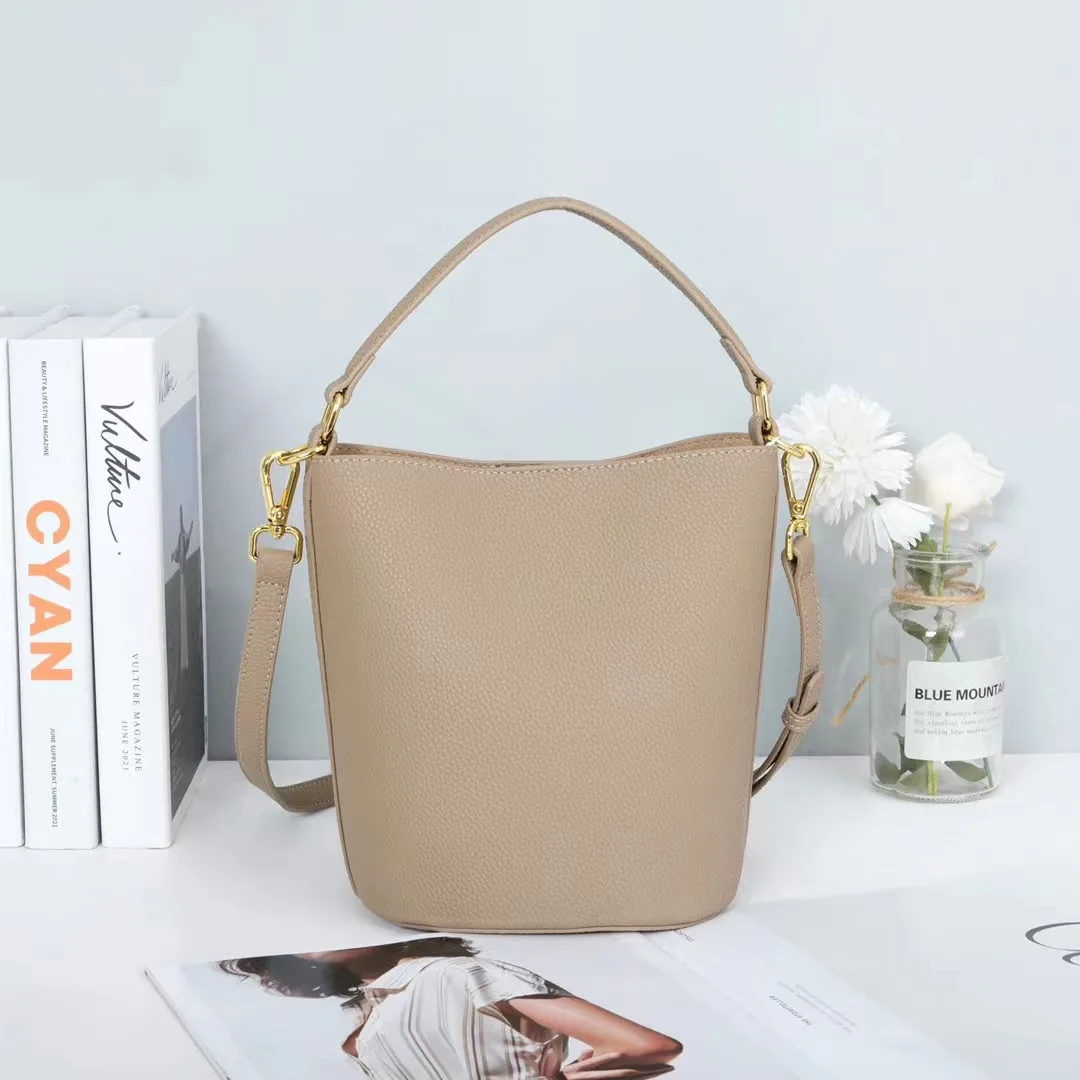 

Lychee Grain Cowhide Bag 2022 Summer New Fashion Bucket Bag Trend All-match Hand-held Messenger Women's Bag Hobo Tote Bag