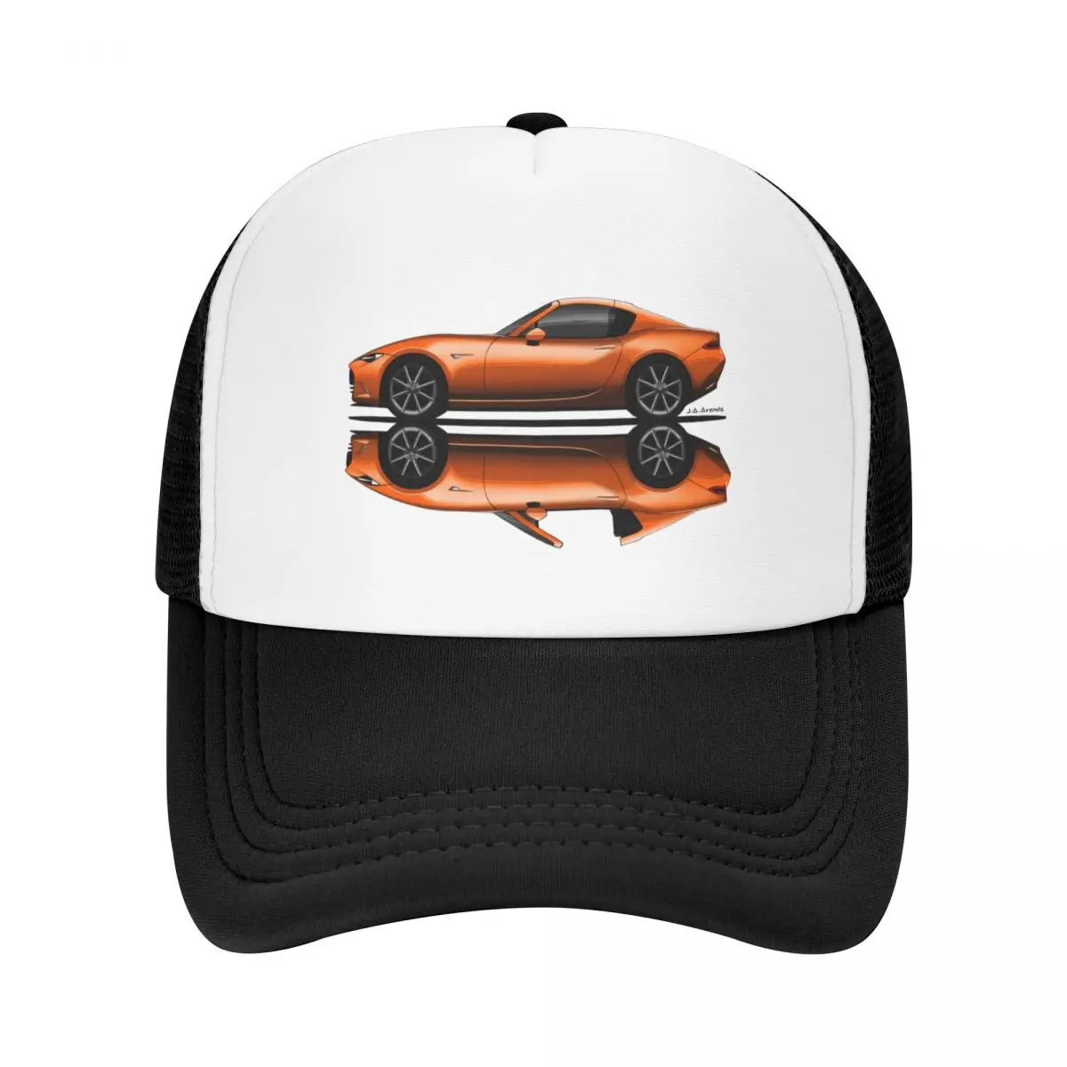 My drawing of the open and closed 30th Anniversary roadster coupe fastback sports car Baseball Cap Visor Icon Mens Caps Women's