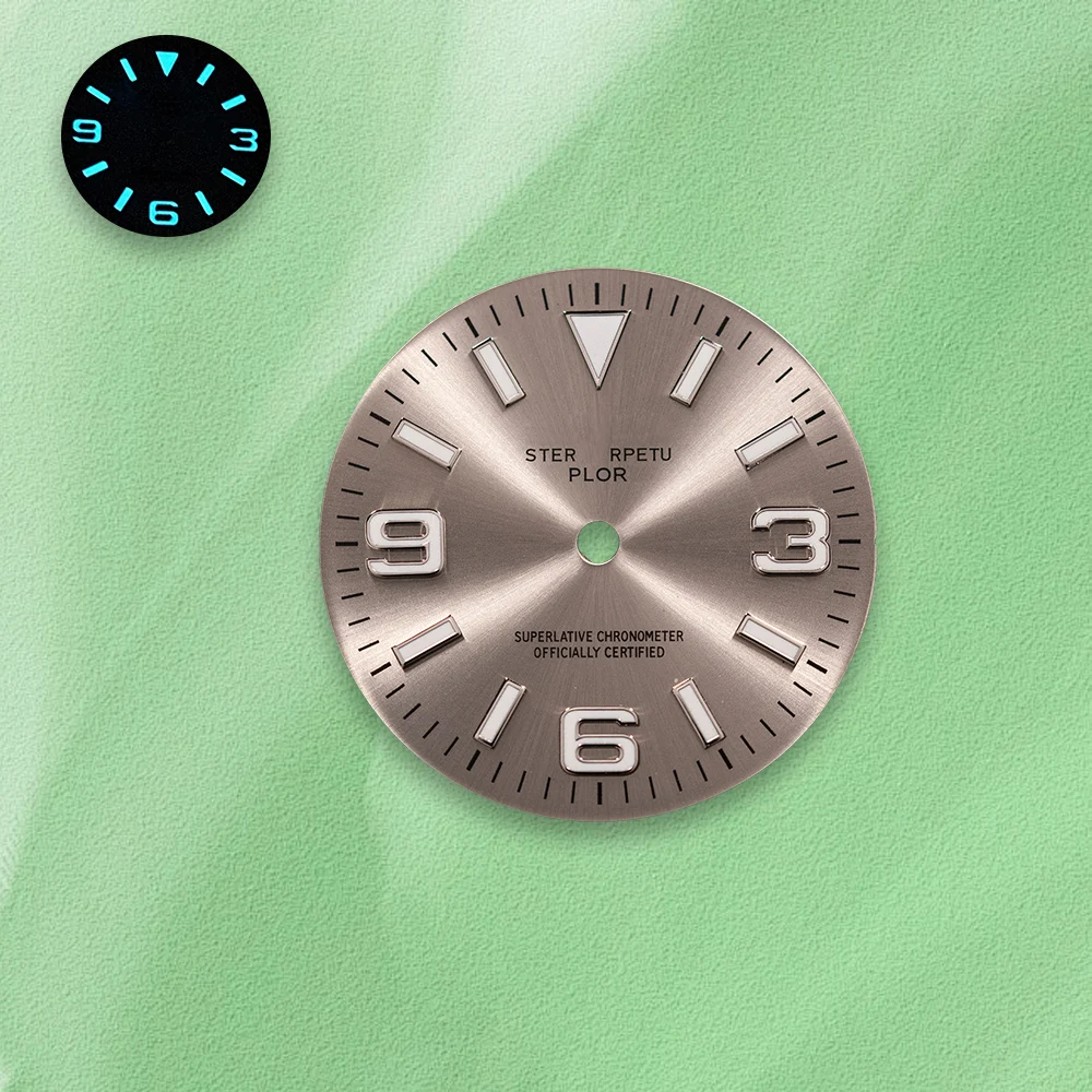 28.5 مللي متر S شعار E-xplorer الهاتفي الجليد الأزرق Noctilucentnt مناسبة لحركة NH35/NH36 المبيعات الساخنة ساعة تعديل الملحقات