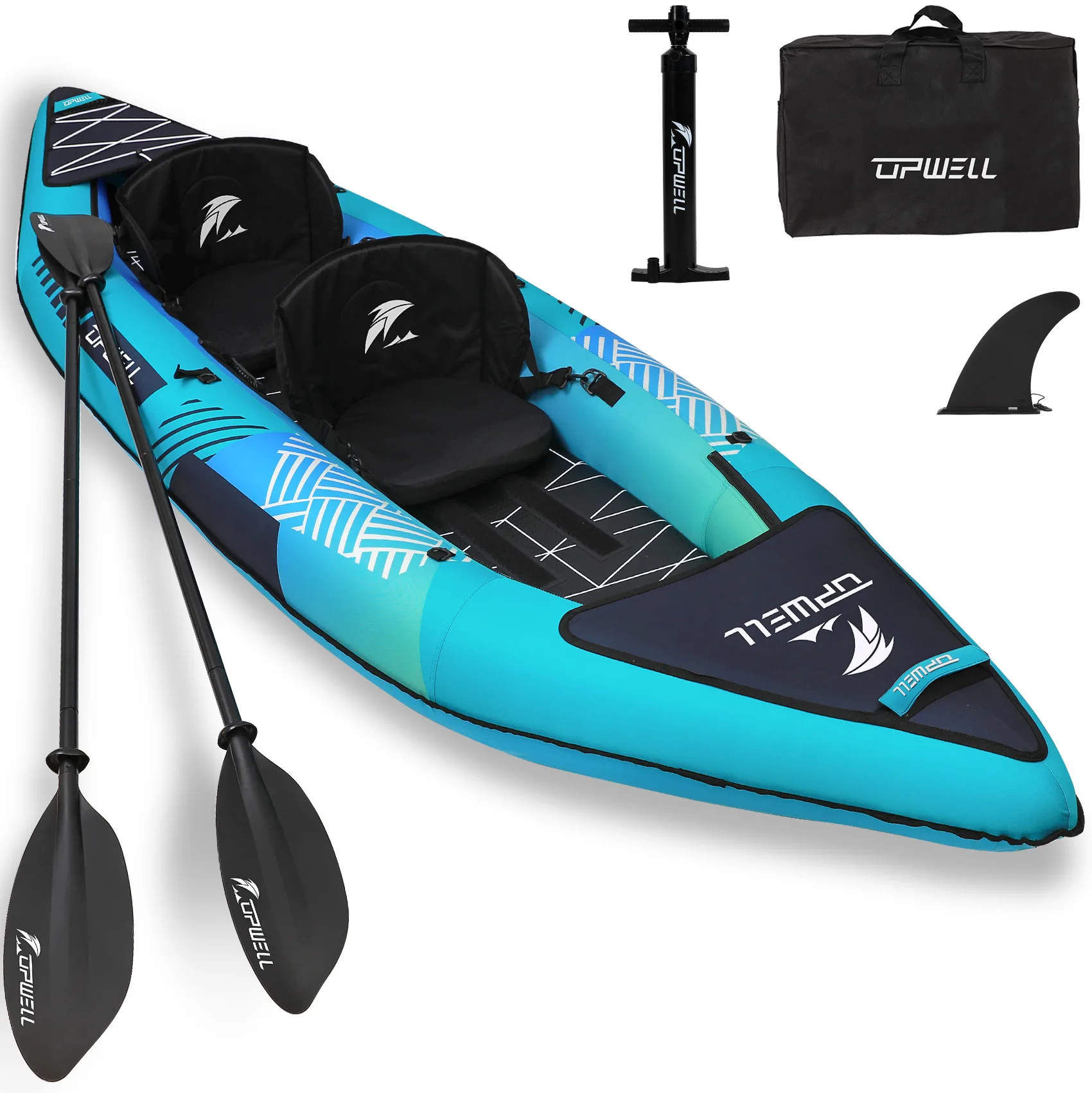 Kayak Doble Inflable de PVC Ecológico de 3.1-4m para Exteriores, Canoa Inflable para 2 Personas, Bote para Pesca y Rafting en Lagos y Ríos, con 1 Año de Garantía