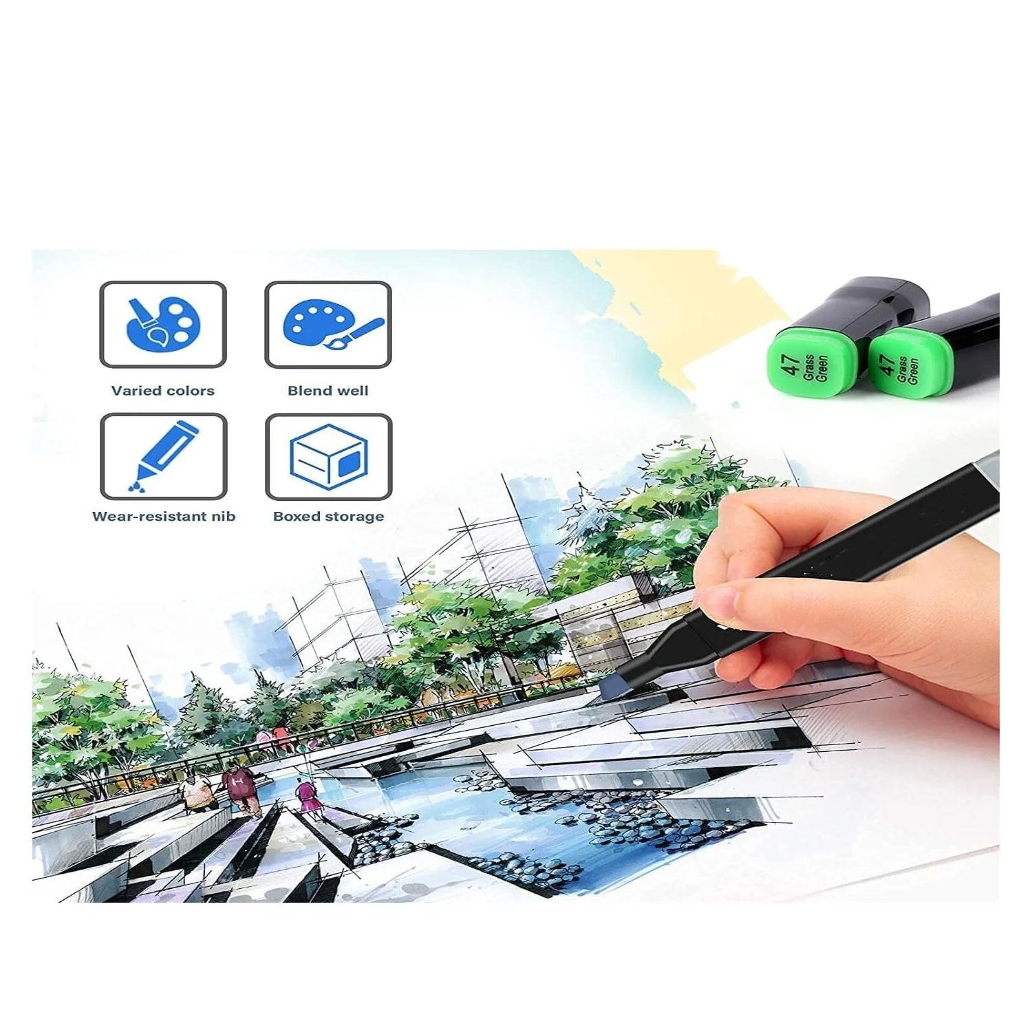 أقلام طلاء، أقلام تحديد طلاء مقاومة للماء تعتمد على الزيت، مجموعة أقلام تحديد على الصخور والخشب والنسيج والمعادن والبلاستيك والزجاج والقماش