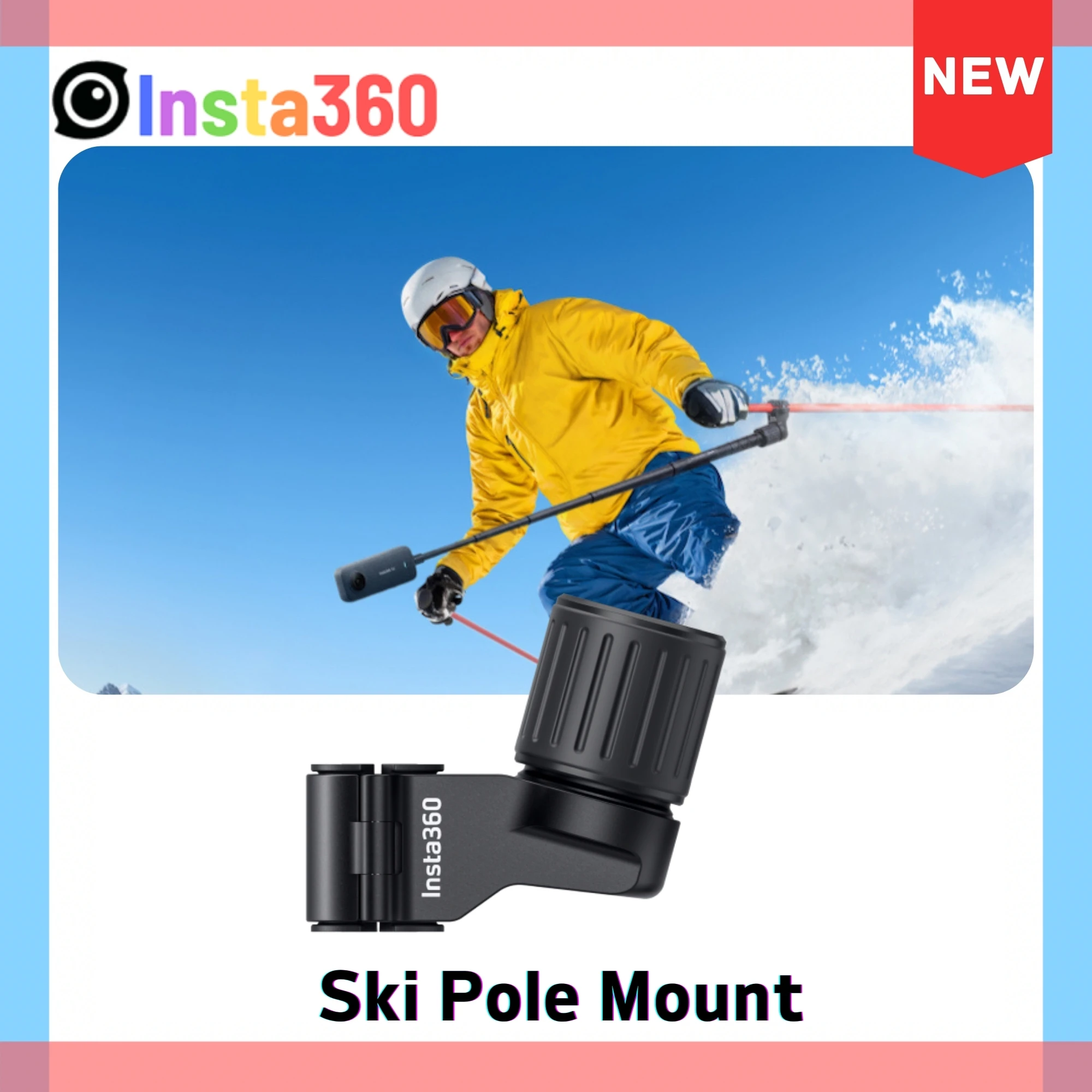 Insta360 X4 Ski Pole Mount With Selfie Stick Adapter Holder Skiing Gear For X3 ACE PRO 2 ONE X2 RS Original Accessories