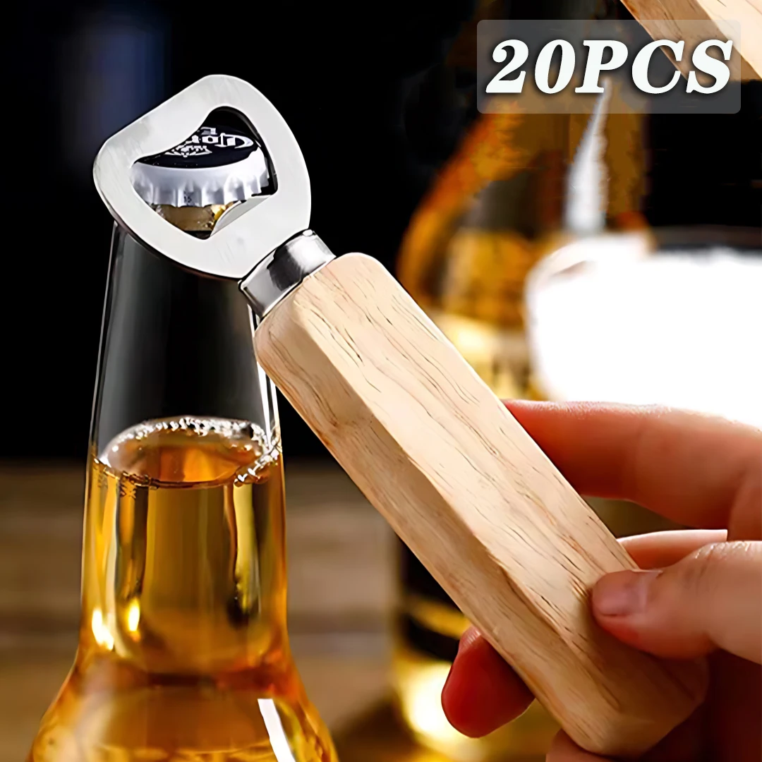 1-20PCS Wooden Handle Beer Bottle OpenerWooden Beer Bottle OpenerSolid Wood Beer Bottle OpenerStainless Steel Beer Bottle Opener