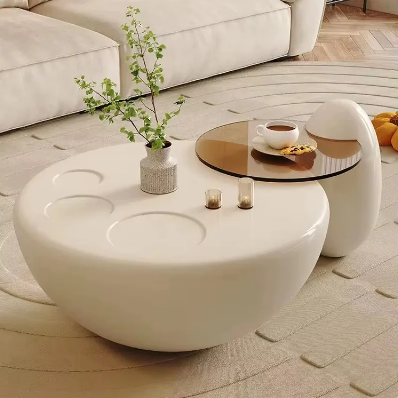 

Glass Top Black Gold Adjustable Round Shape for Living Room Furniture Wholesale Modern Double Stainless Steel Coffee Table