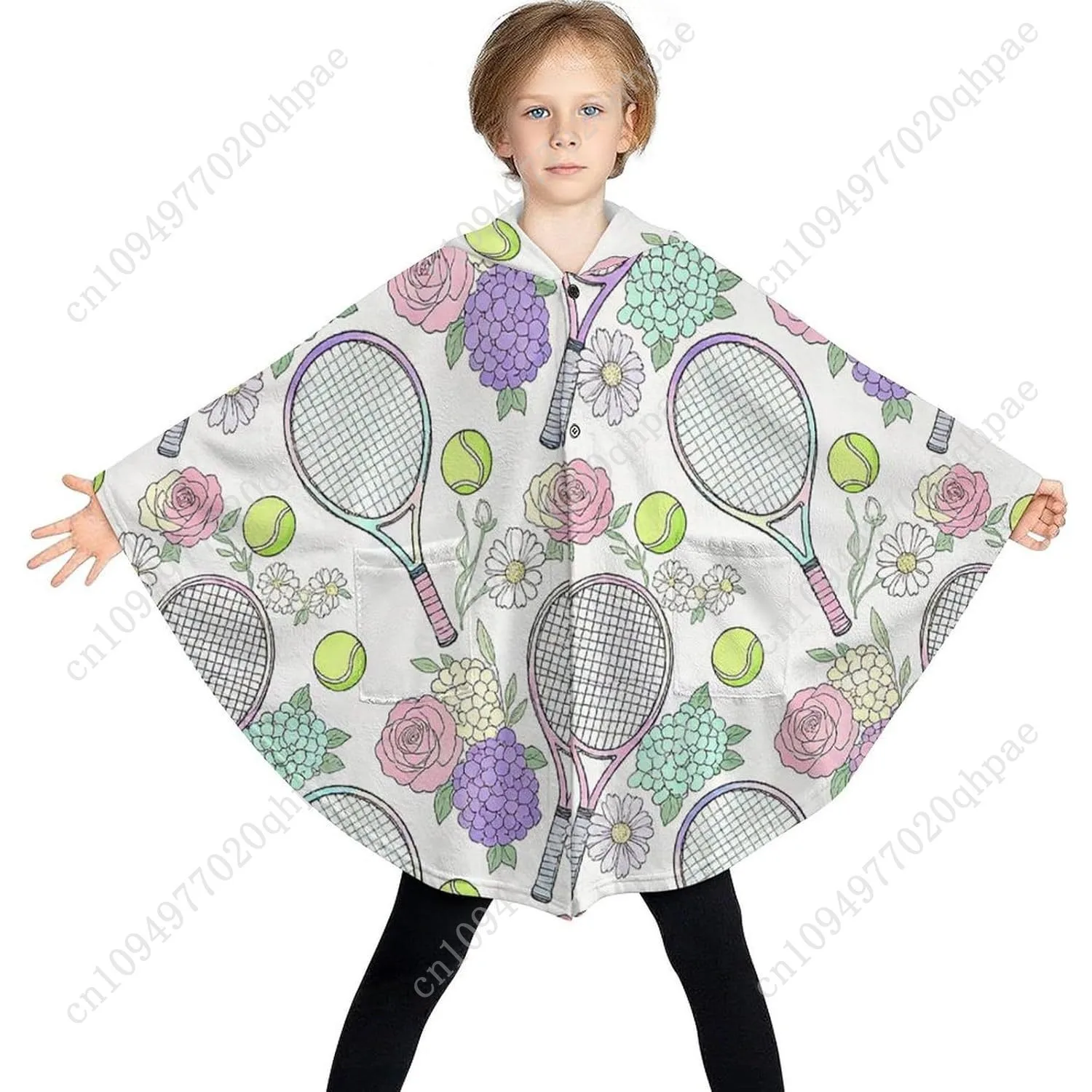 Уютный фланелевой свитер-одеяло, теннисные ракетки с шариками, толстовка большого размера с карманами для детей и подростков
