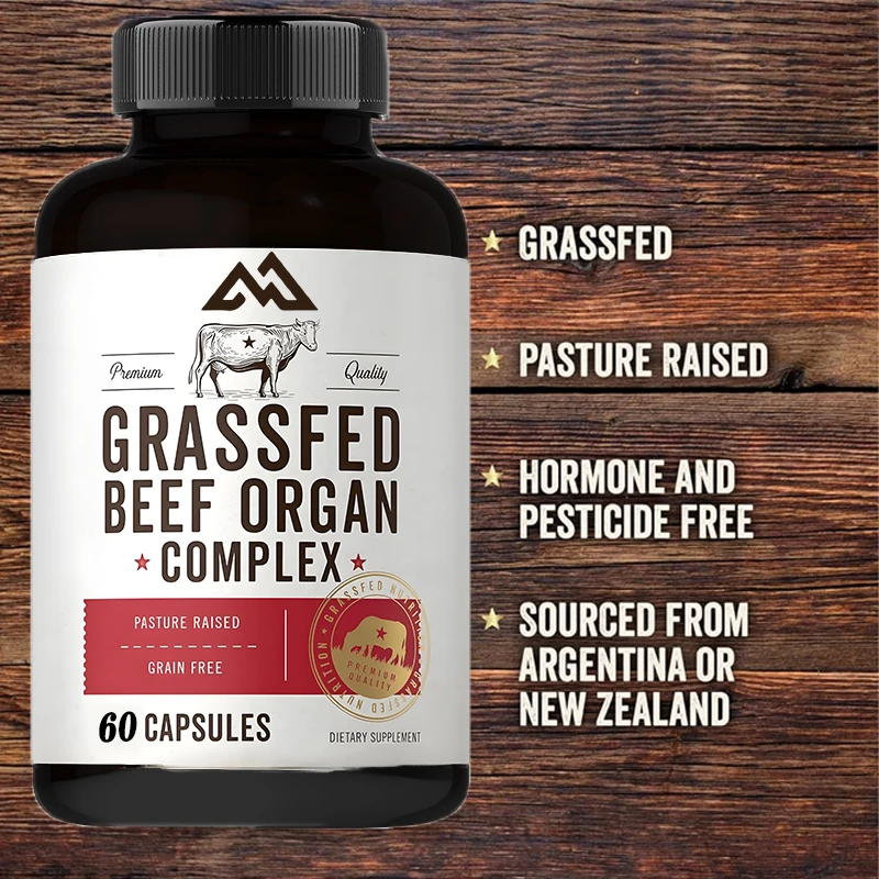 Grass fed beef organ complex | 60 grain pasture fed, grain free supplement containing dry liver, kidneys, pancreas, etc