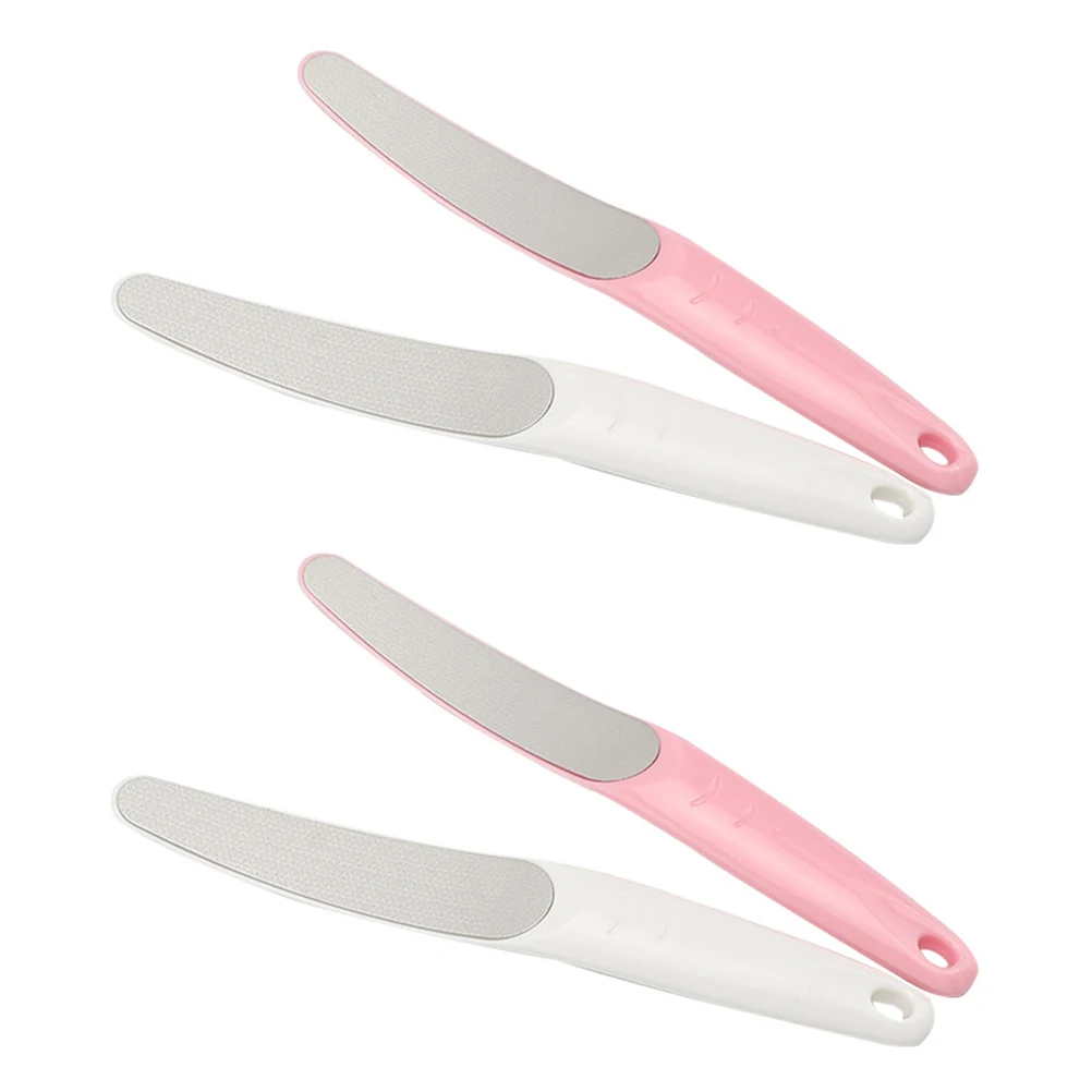 

4pcs Stainless Steel Nail Files Reusable ABS Moderate Size Easy Storage Safe Healthy Manicure Nail Tools Random Color