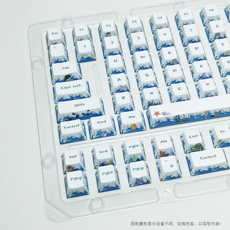 KUXM Deep Sea PBT 143-Key Set Keycap Lengkap Kecil Tinggi Asli Sublimasi Termal Lima Sisi Penuh