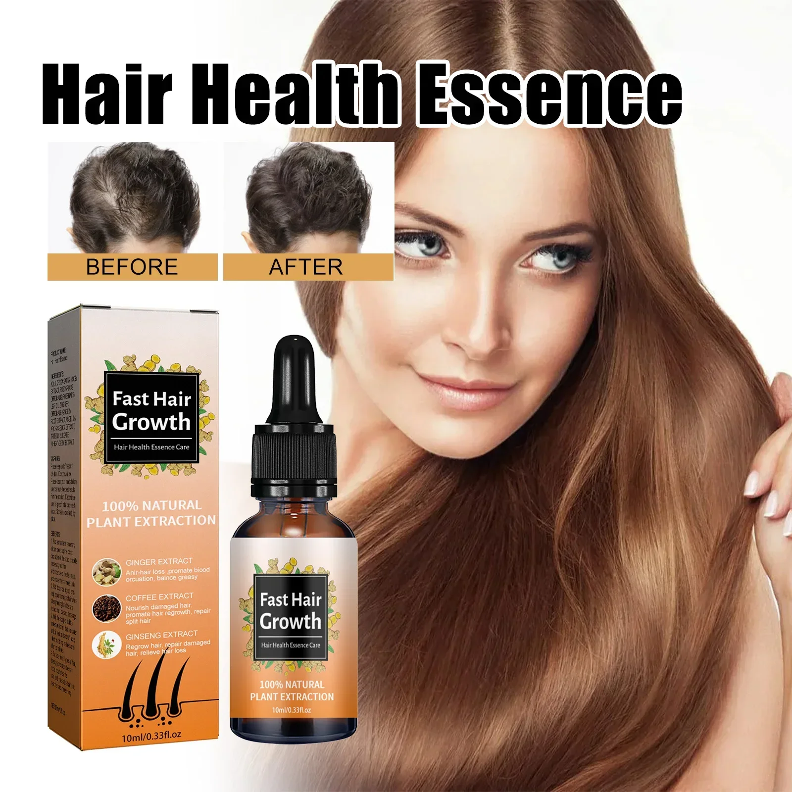 Tratamiento de crecimiento del cabello para pérdida esencial, fortalece el cabello, nutre el cuero cabelludo, peso ligero, no graso, mejora la circulación del cuero cabelludo