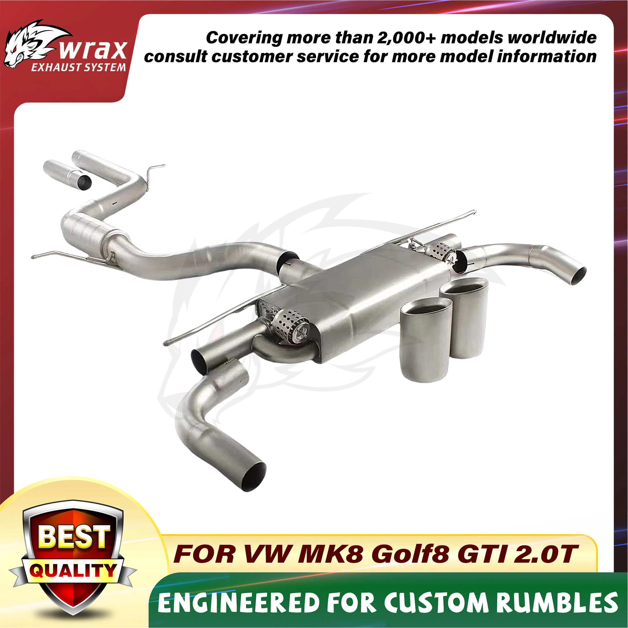 

WRAX Upgrade to a Sports Exhaust System for VW MK8 Golf8 GTI 2.0T SS304 Catback with Vacuum Valve Switchable Sound