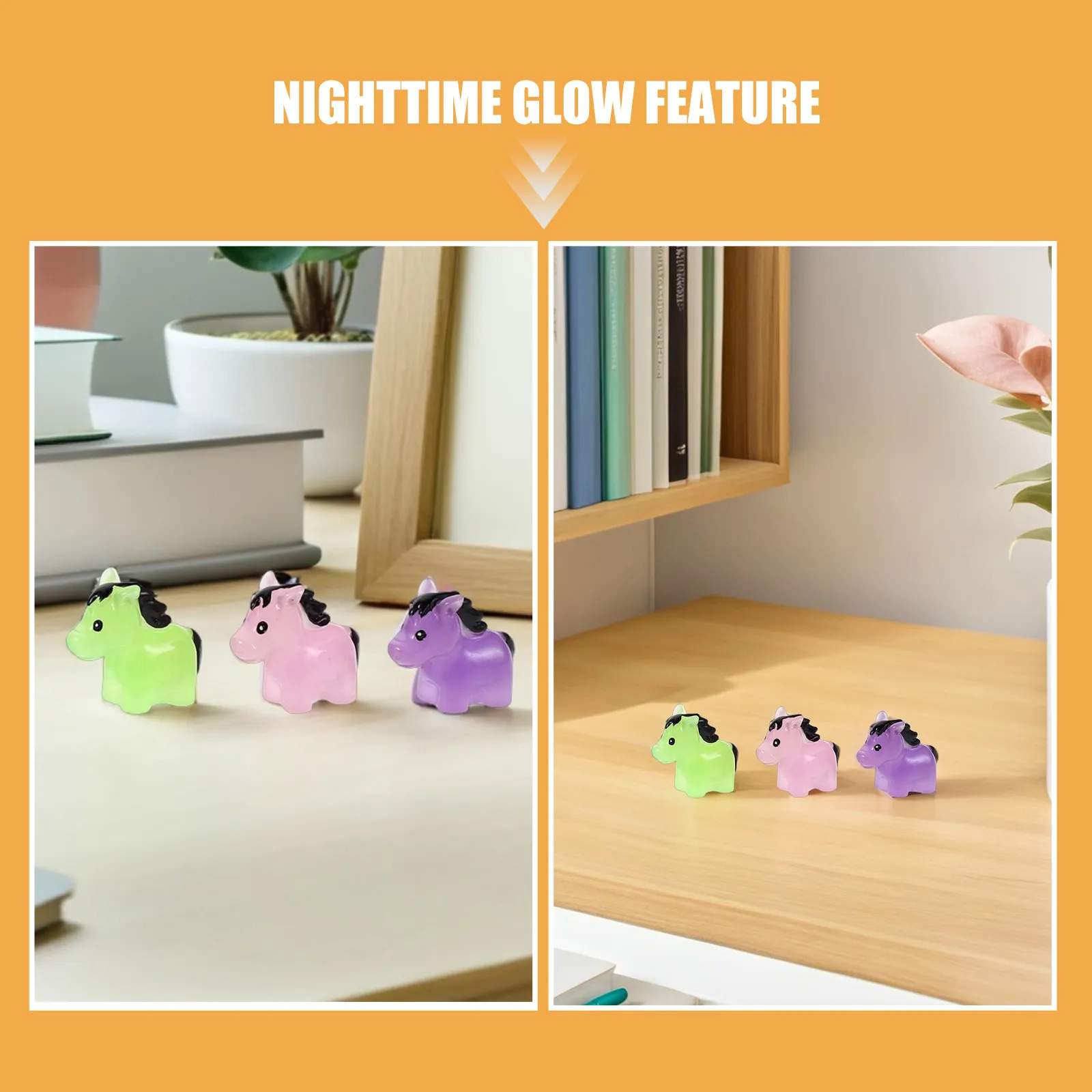 28Pcs Glow in The Dark Mini Horses Luminous Resin Sculptures Chinese Zodiac Horse Decoration Garden Fairy Landscape Ornaments