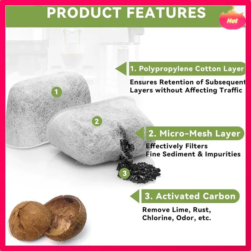 AD-忍者 ES601 ES701 エスプレッソコーヒーマシン交換用 6 個木炭水フィルターコーヒーフィルター