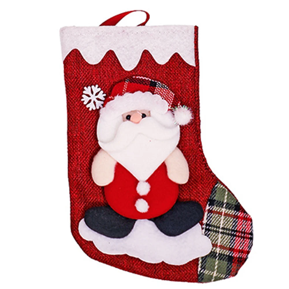 Medias navideñas con diseño festivo de Papá Noel, medias grandes de tela para chimenea o árbol para colgar, decoración navideña