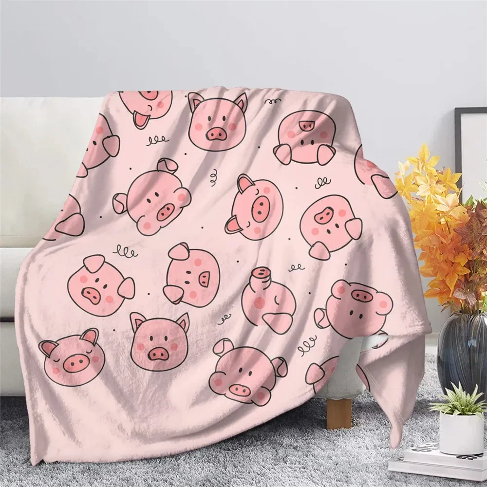 

Cute Pig Fleece Blanket Cartoon Animal Throw Blanket for Kids Girls Soft Lightweight Warm Blankets on Bed Sofa Bedding Travel