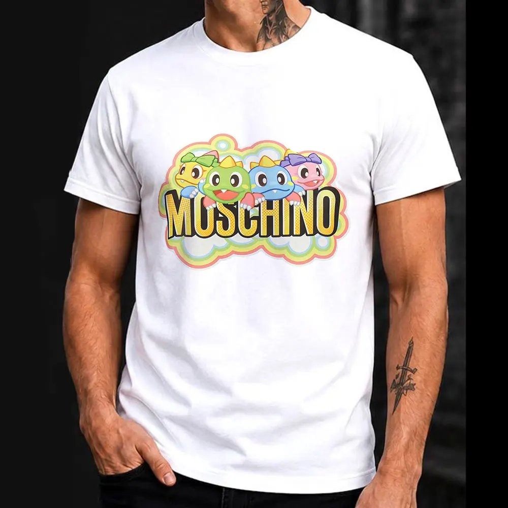 Retro Pixels Game Bubble Bobble Gift T-shirt for Arcade Gamer 0810 Cute Cartoon Dinosaurs  Graphic Clothes All Size Tops S-6XL