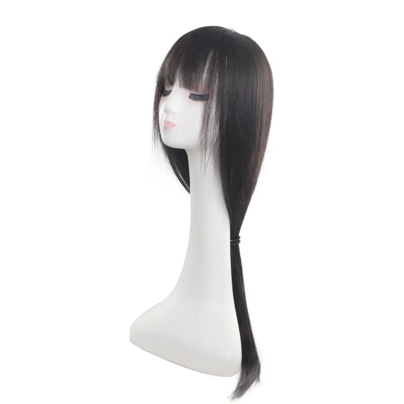 Real hair wig full head cover, natural middle division front lace delivery needle wig cover women's long hair