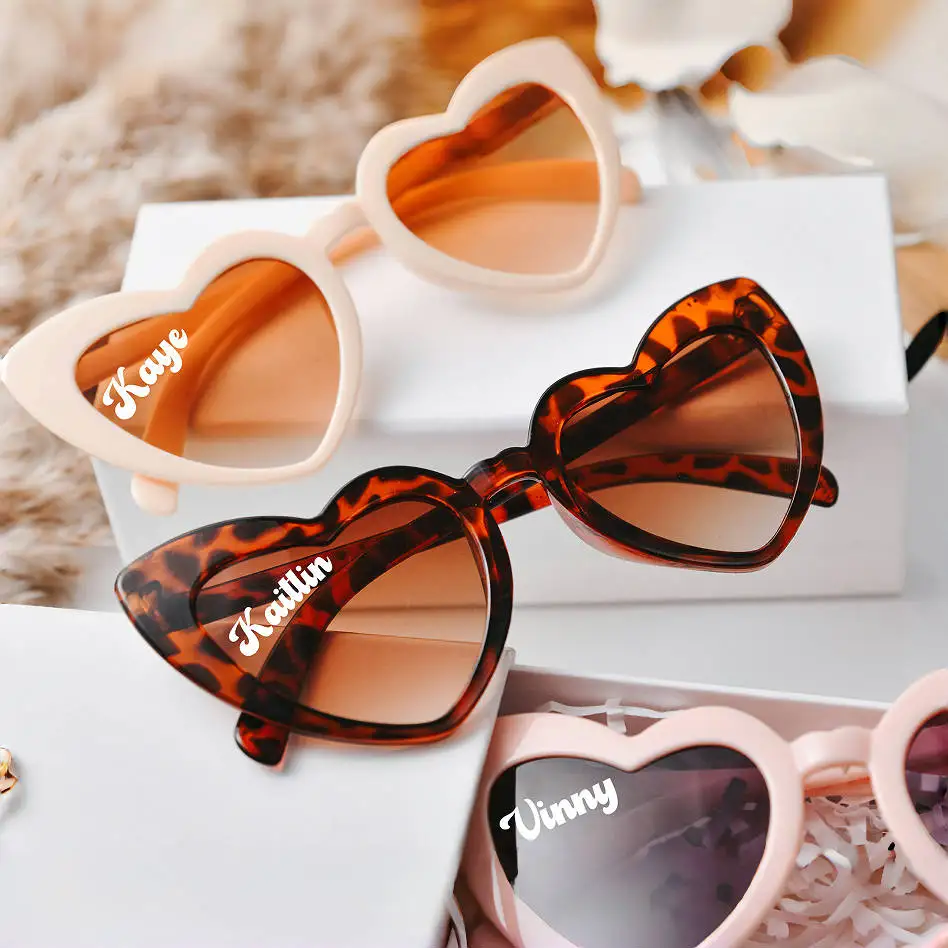 Personalized Heart shape Sunglasses Wedding Bridesmaid gift Bachelorette Party Favors bridal party Summer Beach Party Souvenirs