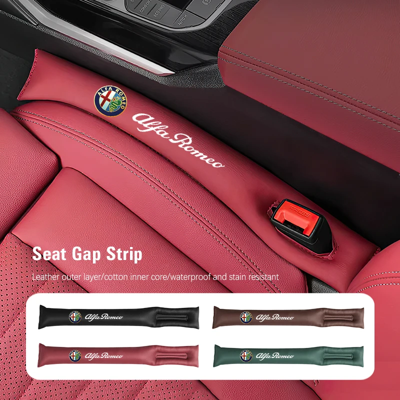 2026 Hot Alfa Romeo 2Pcs Car Seat Gap Filler Strip Soft Pads Leather Car Styling Spacer For Alfa Romeo Giulietta Mito 159 Giulia
