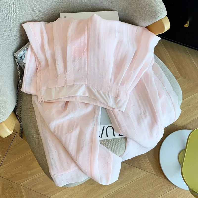 

Womens High Waist Sheer Wide Leg Pants Lightweight Casual Trousers