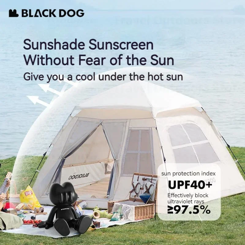 Black Dog Waterproof Camping Tents Hut Family Fishing 4 Person for Outdoor Parties Pavillon Automatic Beach Glamping Luxury