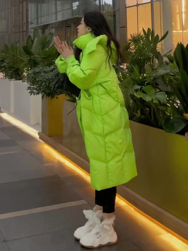 

Свободная удлиненная женская пуховая куртка выше колена, повседневная, модная, ветрозащитная, из ткани с эффектом памяти