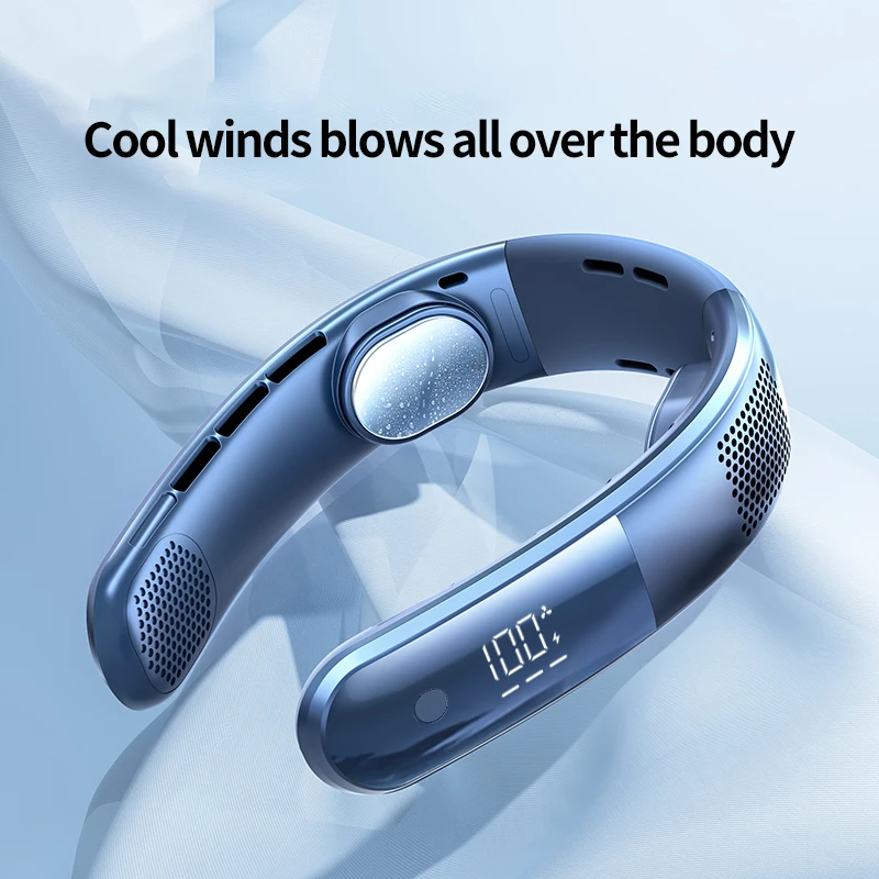 Neck Fan Portable Wearable Bladeless Fan 3000mAh Rechargeable Battery With Breathable Neck Brace LED Display 3 Speeds