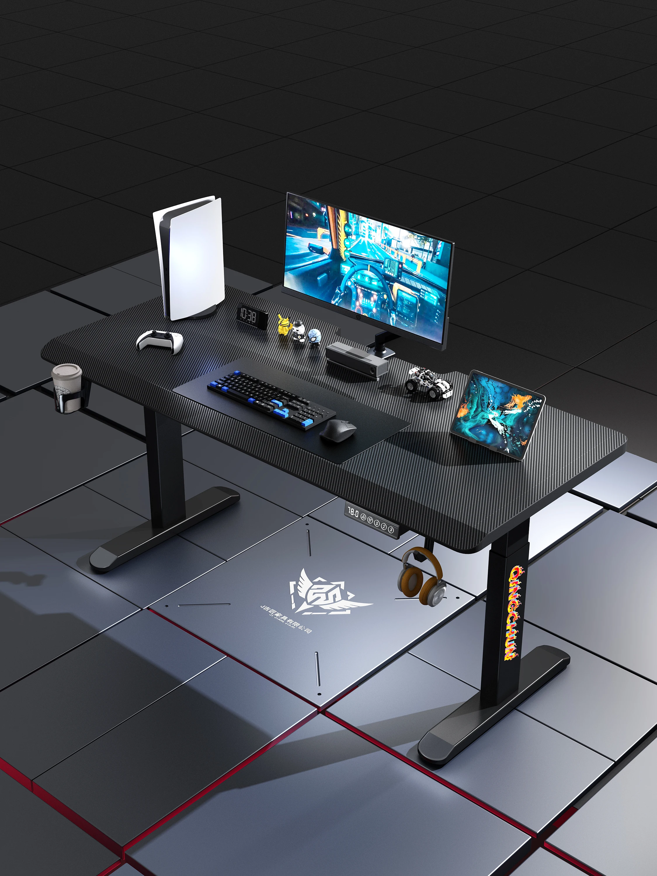！@Ergonomic Electric Lift Standing Desk with 25mm Blister Eco - Friendly Board Single Motor Steel Frame for Home Office