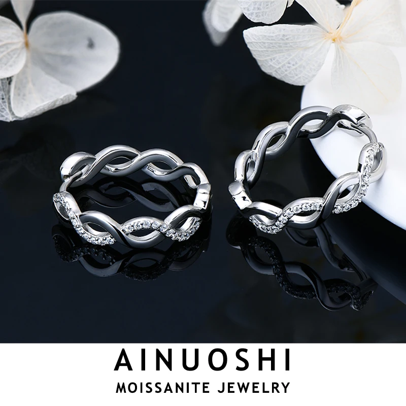 

AINUOSHI Twist Moissanite Hoop Earrings 925 Sterling Silver Classic Circel Earring for Women Girls Wedding Birthday Jewelry Gift