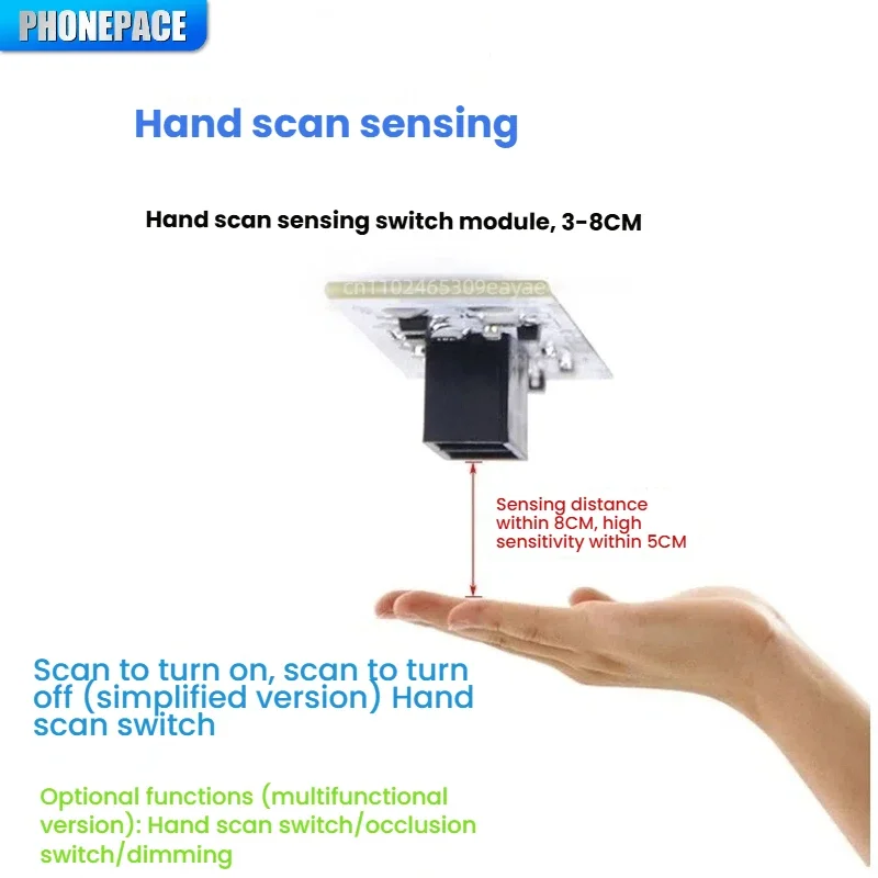 Hand Wave Sensor Switch Control Module LED Light for Cabinets Wardrobes Shoe Racks 5V - 12V - 24V Compatible Indoor Use
