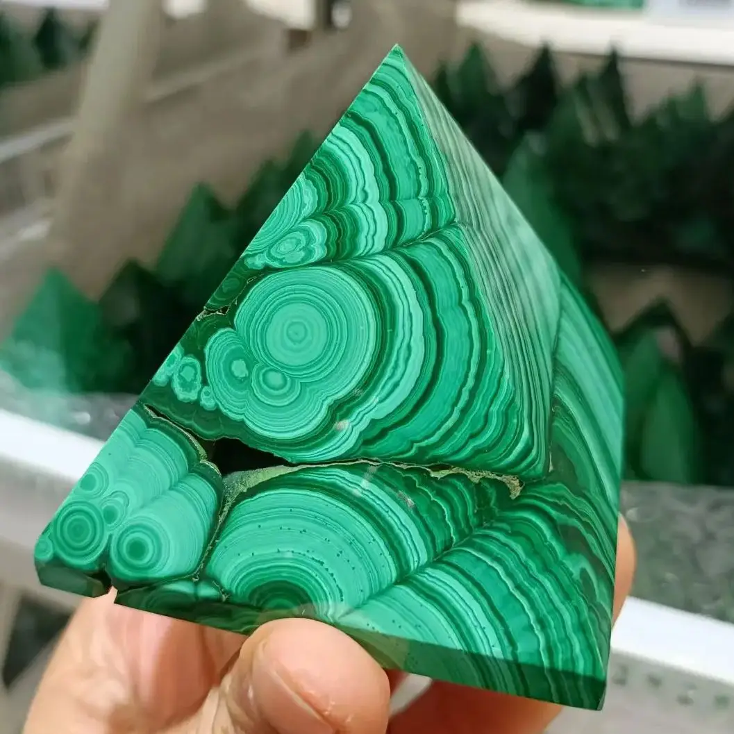 Natural Green Malachite Pyramid,Green Quartz Crystal,Malachite Ore Pyramid,Mineral Reiki Healing, Wealth