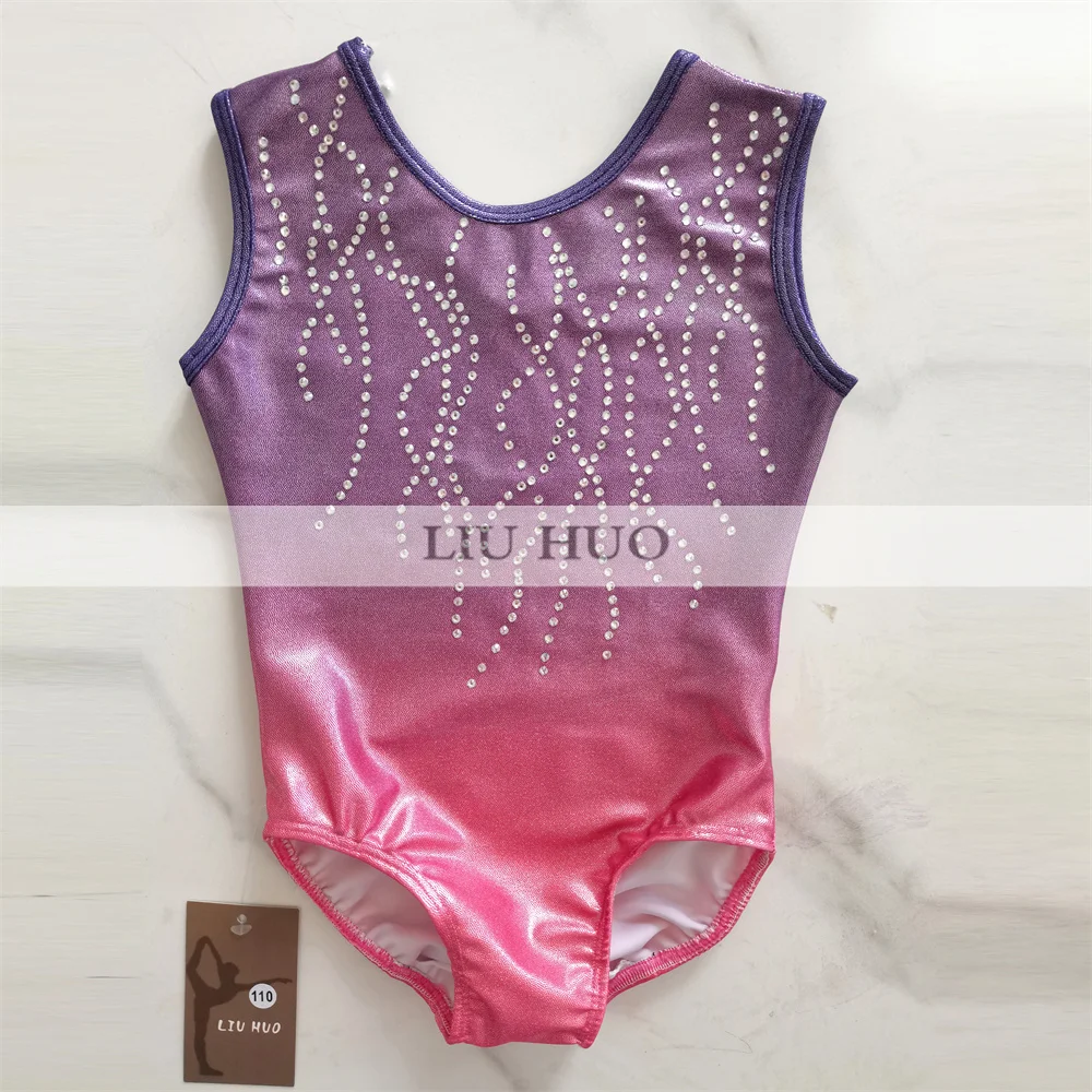 LIUHUO femmes justaucorps de gymnastique rythmique filles Performance costume artistique robe de patinage sur glace concours de danse sans manches violet