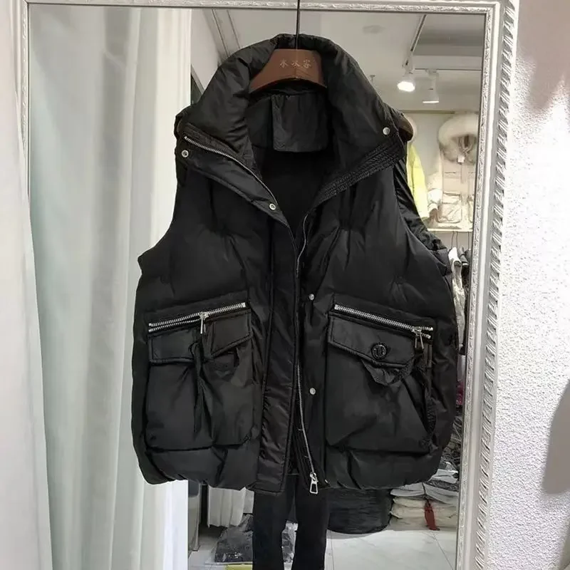 Korean version of loose cotton vest women's autumn and winter new fashion temperament warm coat Joker tank top casual coat.