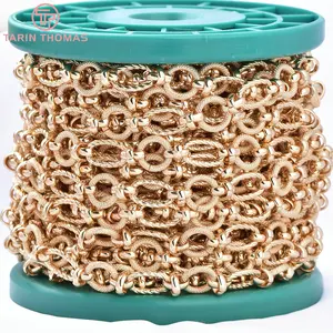 24k Goldfarbe Messing Halskettenketten, Armbandketten, Qualitäts -DIY -Schmuckfunde Zubehör, 50 cm, 11,5 x 2 mm, 8,5 x 14 mm, 8436 10 Hauptverkaufsgoldkette 24K - №4