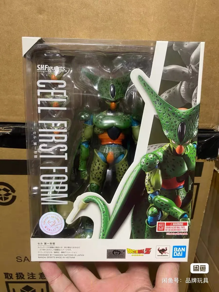 In Stock BANDAI Original S.H.Figuarts Dragon Ball Z Cell First Form Anime Figure Action Figure Replaceable Face Model Toys Gifts view 2
