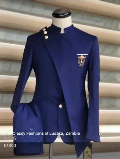 Traje informal europeo y americano para hombre, traje grande grueso con cuello levantado, vestido de banquete de negocios de dos piezas, Trajes para