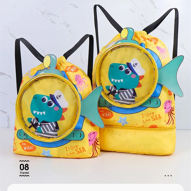 Children Swim Bag Dry Wet Separation Waterproof Storage Bag for Boys Girls Sport Fashion Portable Cute Cartoon Kids Backpack