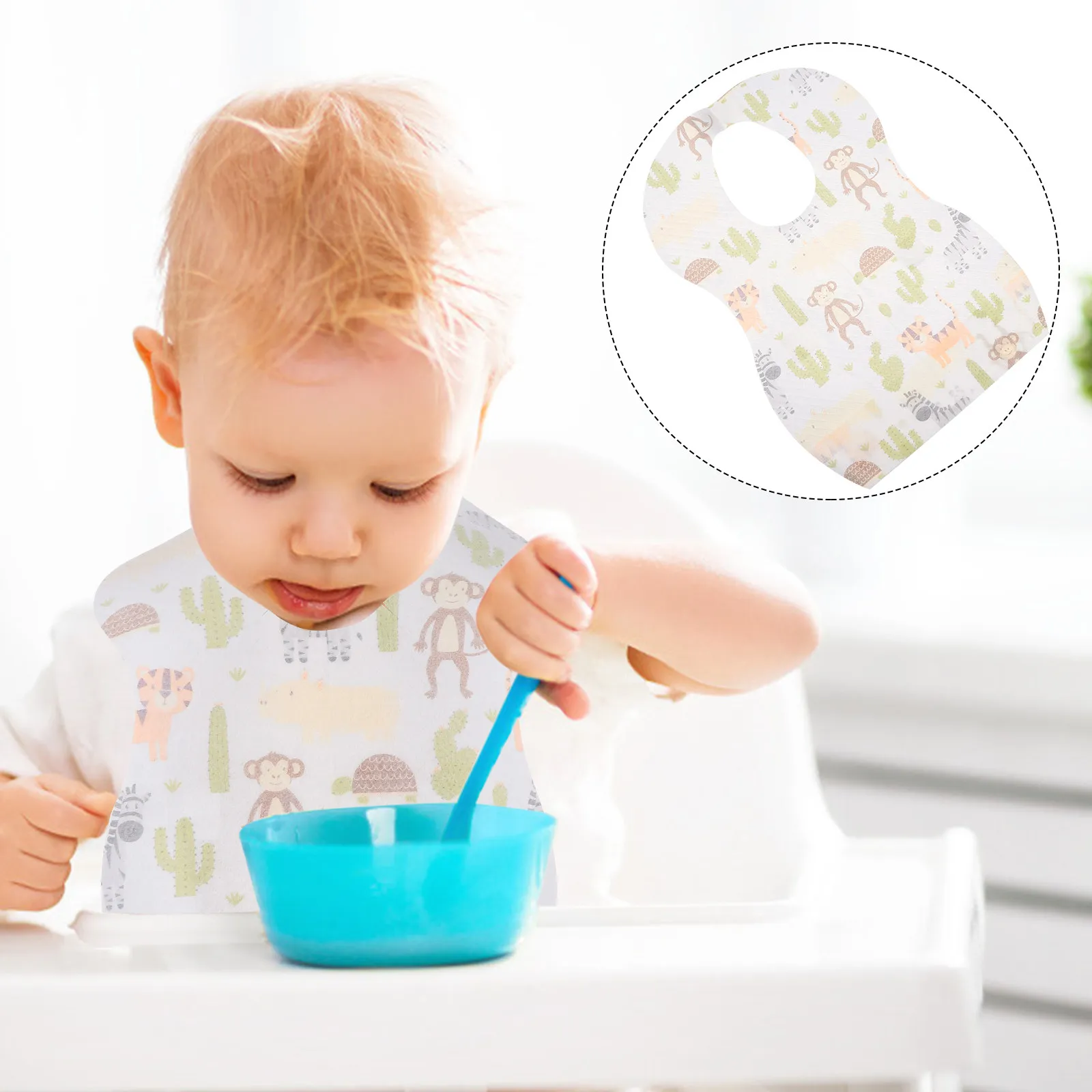 

20pcs Baby Bibs Disposable Feeding Apron Cartoon Infant Clothes Protector Lightweight Foldable Safe Dinning Toddler Newborn