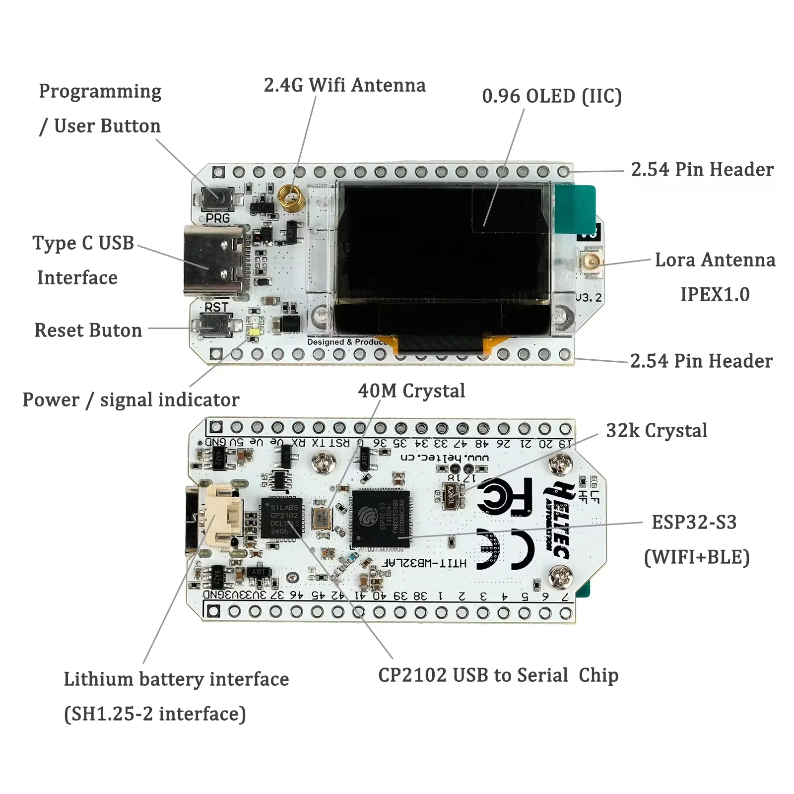 Heltec ESP32 LoRa V3 Kit With White/Black Case Module Board SX1262 CP2102 Meshtastic LoRaWAN IoT Node Meshcore