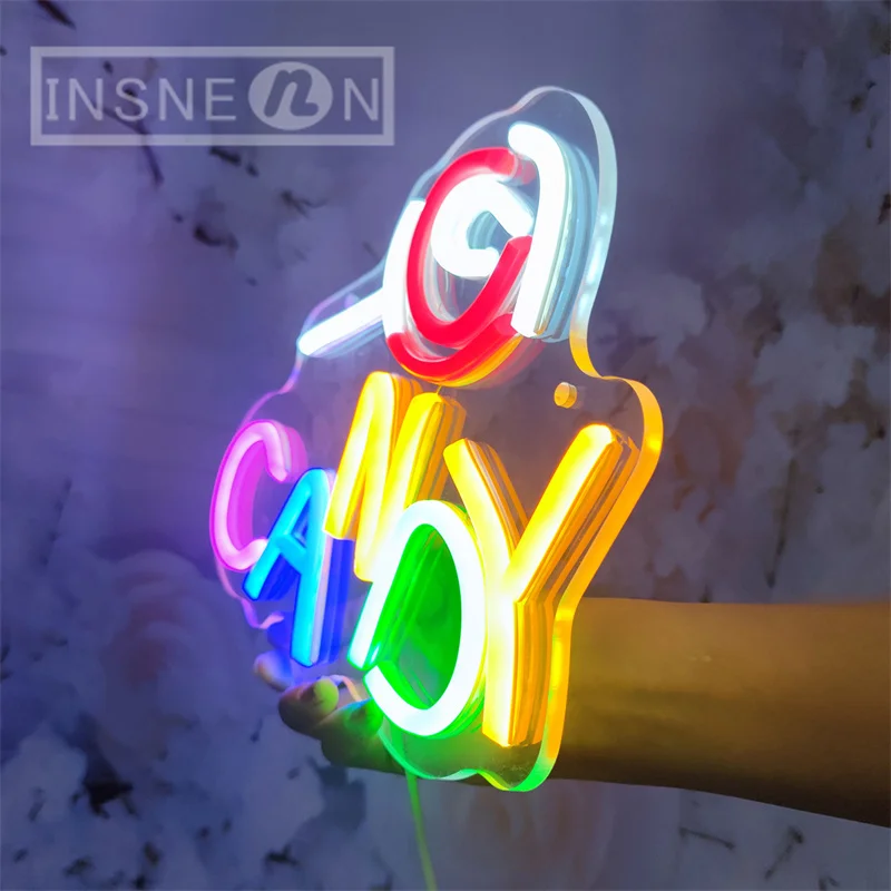 Neon Sign LED Candy Neon Light Sign Wall Decoration for Store Room Party Decor Kids Birthday Gift Night  Lamp Decor Neon Lamp