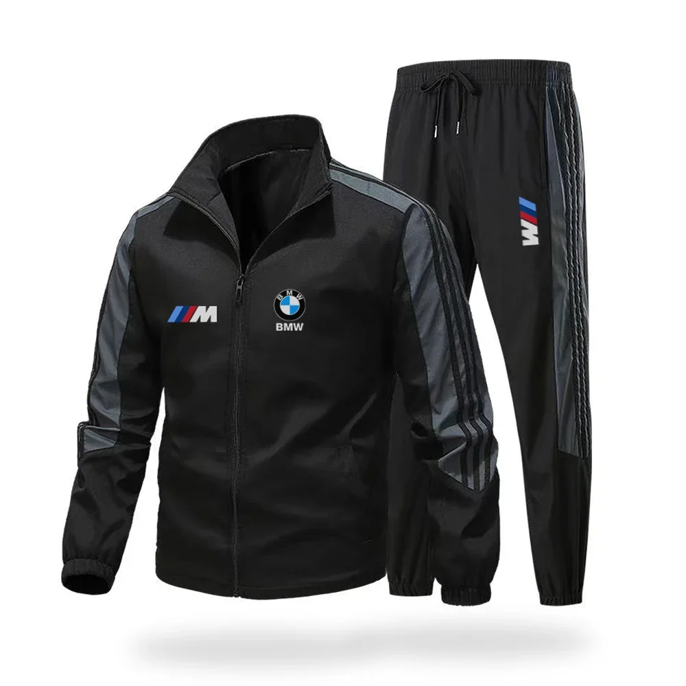 Ensemble de sport deux pièces polyvalent BMW, cardigan à fermeture éclair, ensemble de marque de mode, décontracté, automne, hiver, 2024