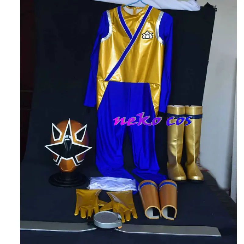

nekocos Samurai Sentai Shinkenger Shinken Gold fullset bpdysuit gloves mask belt shoes armcover Cosplay Costume Custom Size