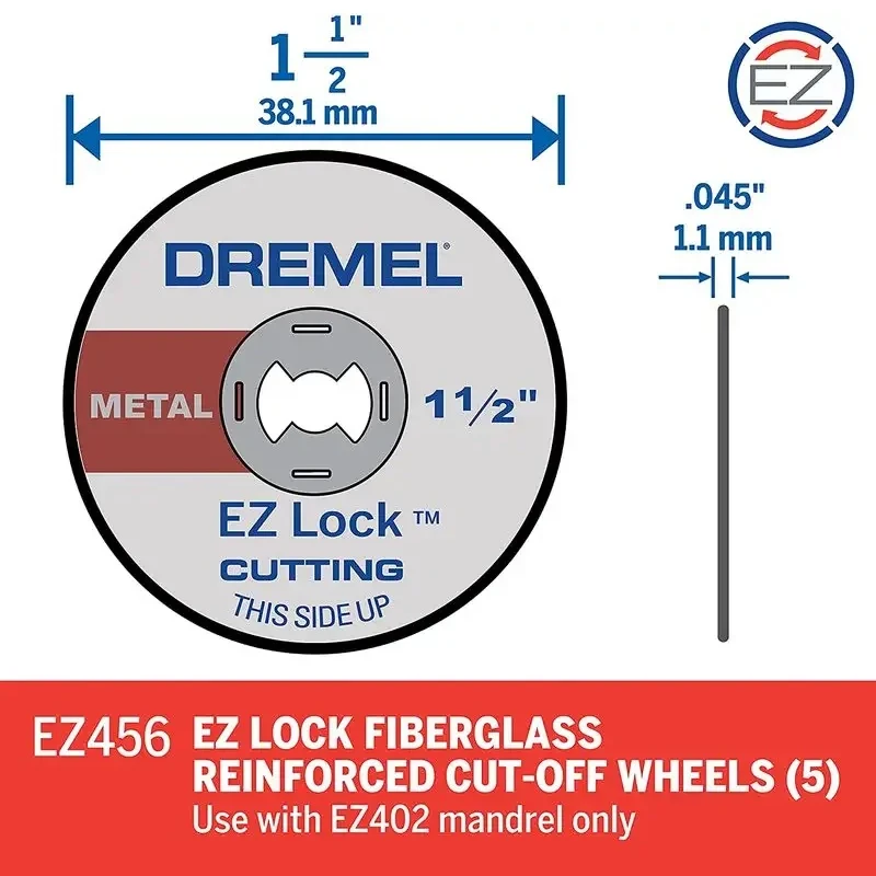 Imagem -04 - Dremel-discos de Corte Originais Disco de Corte Plástico Madeira Moedor de Metal Fibra de Vidro 38 mm Ez456 Unidades por Embalagem