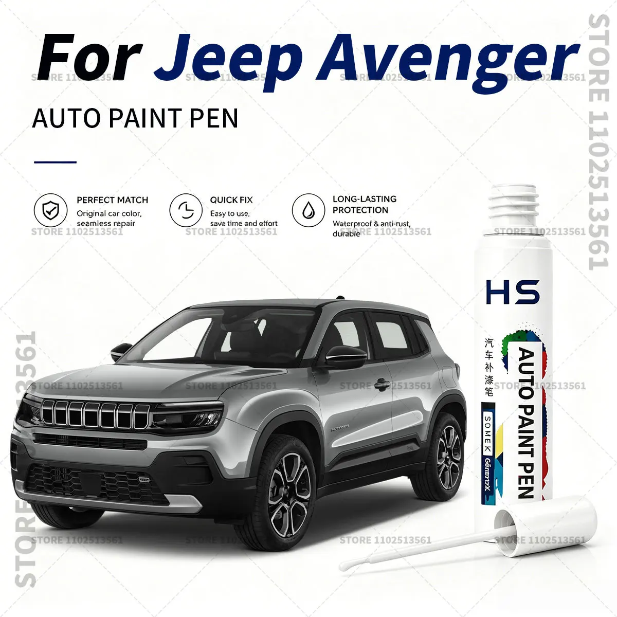 Car Touch Up Paint Pen Scratch Chip Repair Paint For 2022-2025 Jeep Avenger Stone Grey Blue Volcano Black SNOW White SUN Yellow