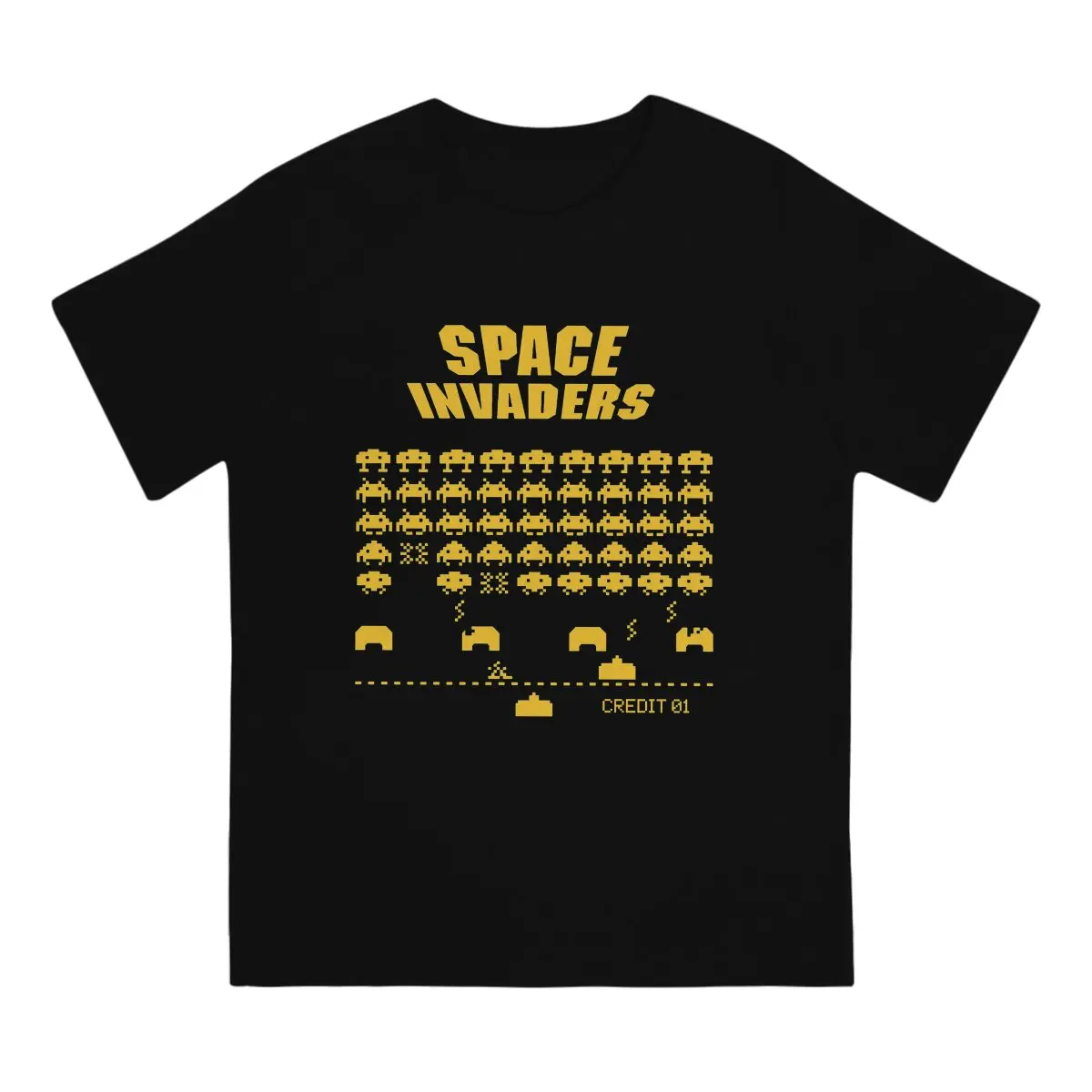 Novelty Game T-Shirts for Men Crew Neck Pure Cotton T Shirts Space Invaders Short Sleeve Tee Shirt Birthday Gift Clothing