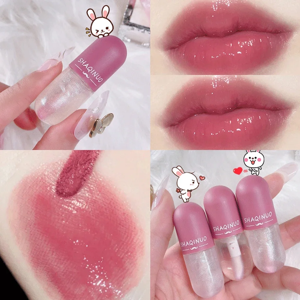 Brilhante Lip Gloss Mini Cápsula LongLasting Hidratante Lip Oil Temperatura Mudança Plumping Enfraquecer Lip Wrinkle Lip Balm Cosméticos